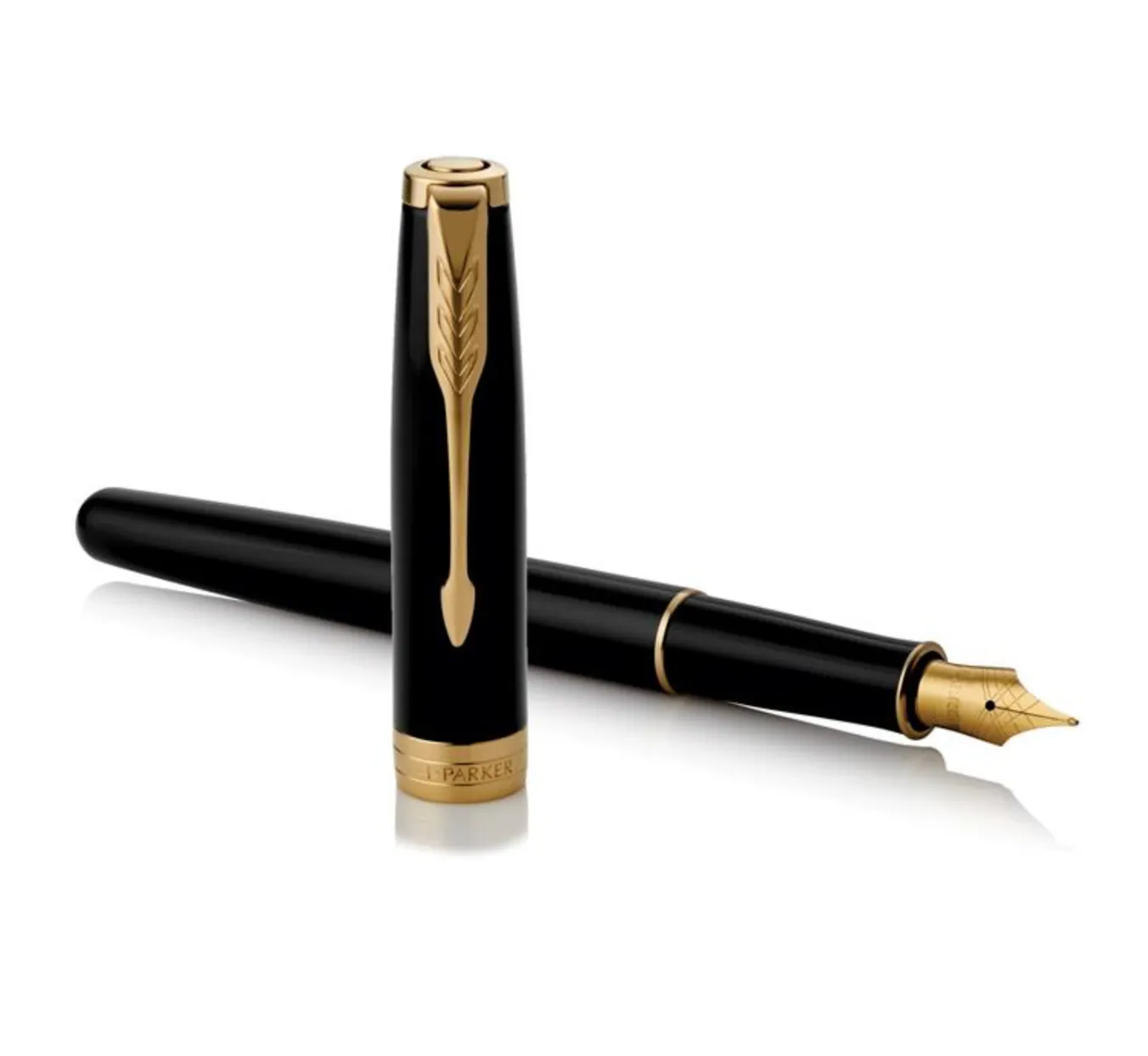 Parker Sonnet Black Lacquer Gold Trim Fountain Pen