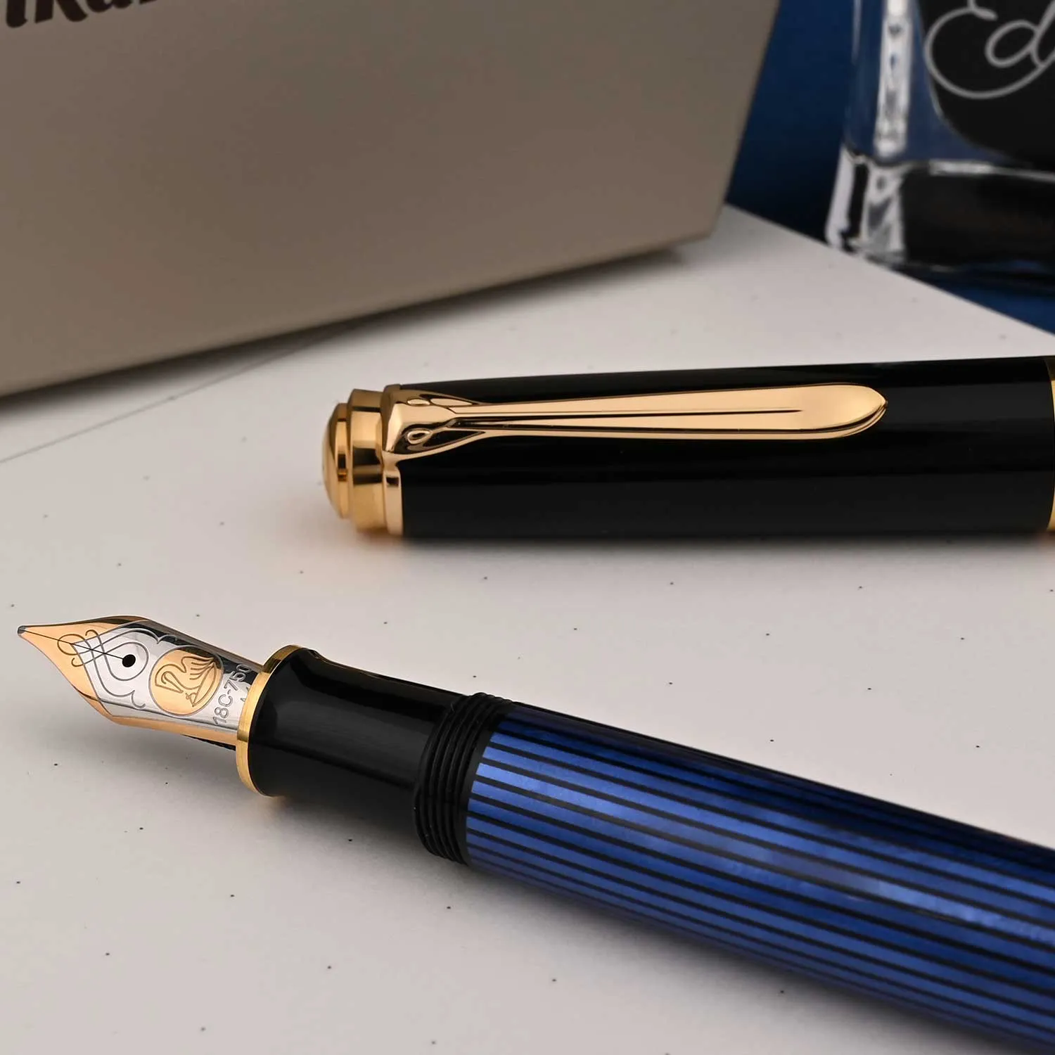 Pelikan M800 Fountain Pen - Black Blue GT