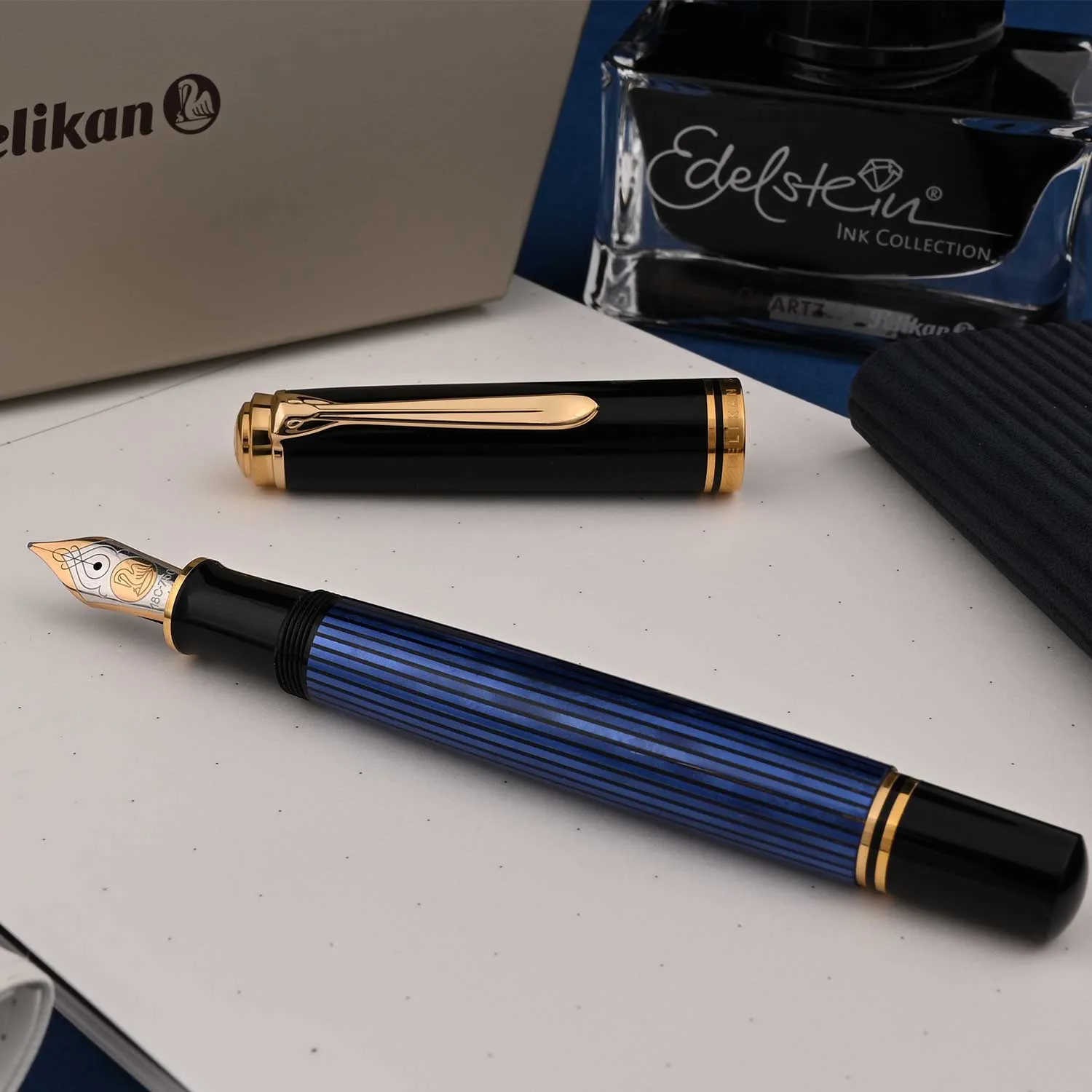 Pelikan M800 Fountain Pen - Black Blue GT
