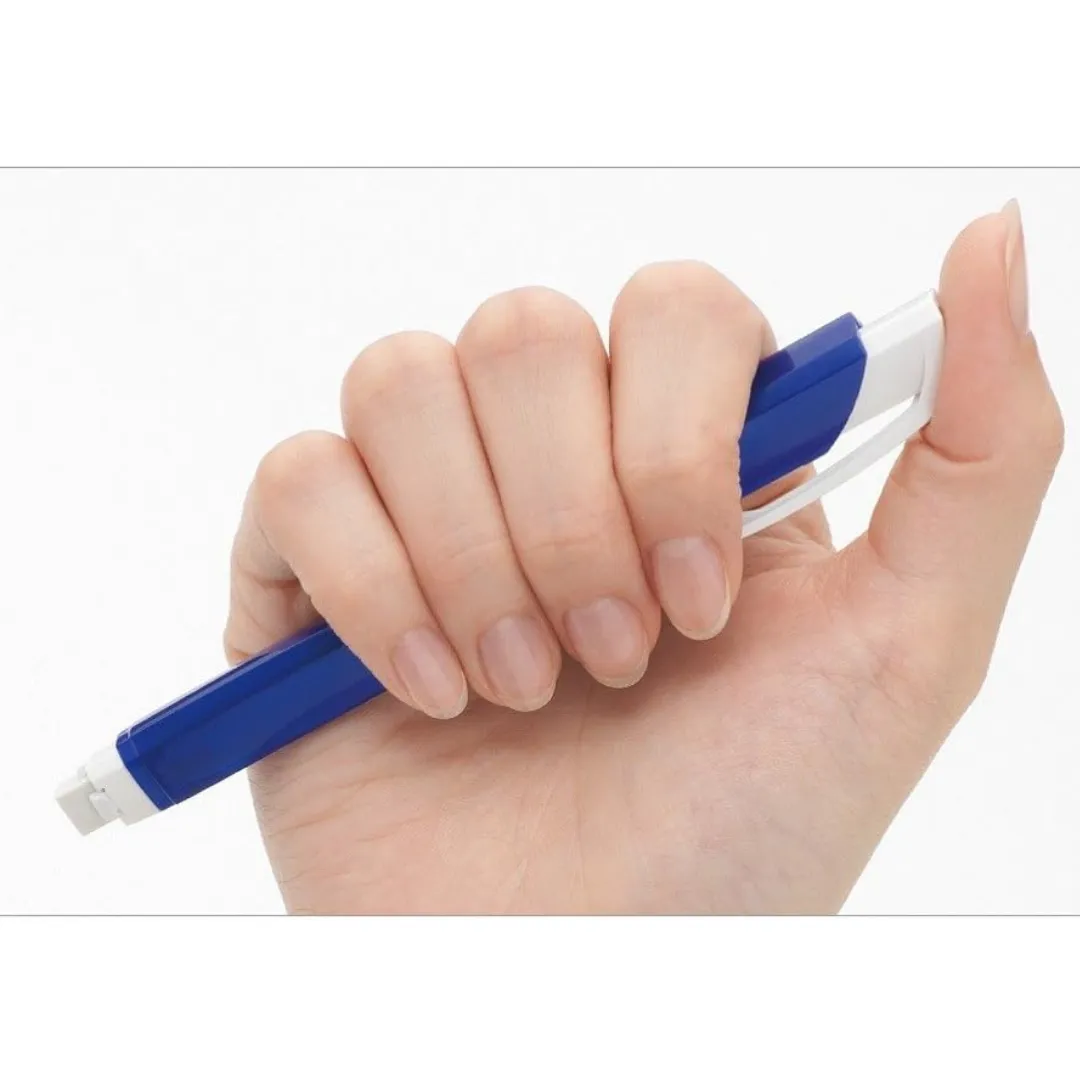 Pentel Ain Clic Knock Triangular Eraser with Clip - Metallic Blue Body