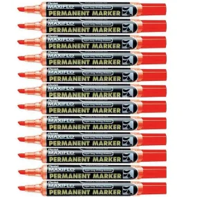 Pentel Maxiflo Permanent Marker Bullet Point Red Box of 12