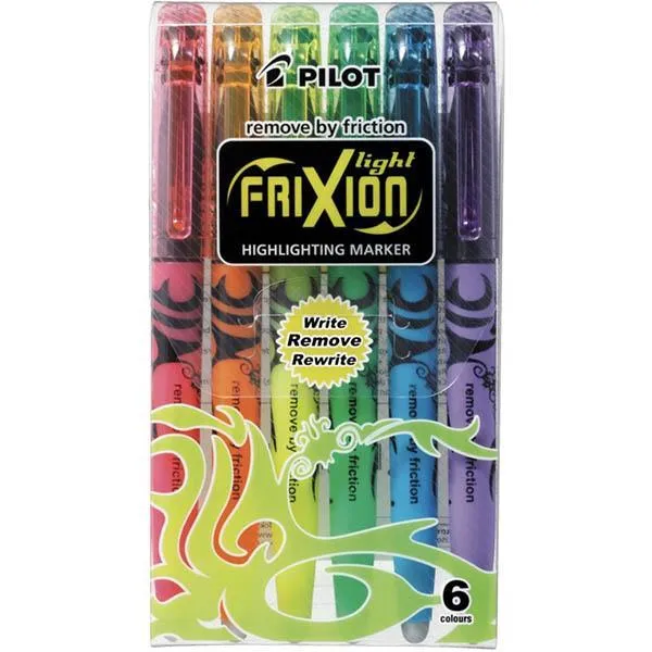 Pilot Frixion Erasable Highlighter 4.0Mm Assorted Wallet 6