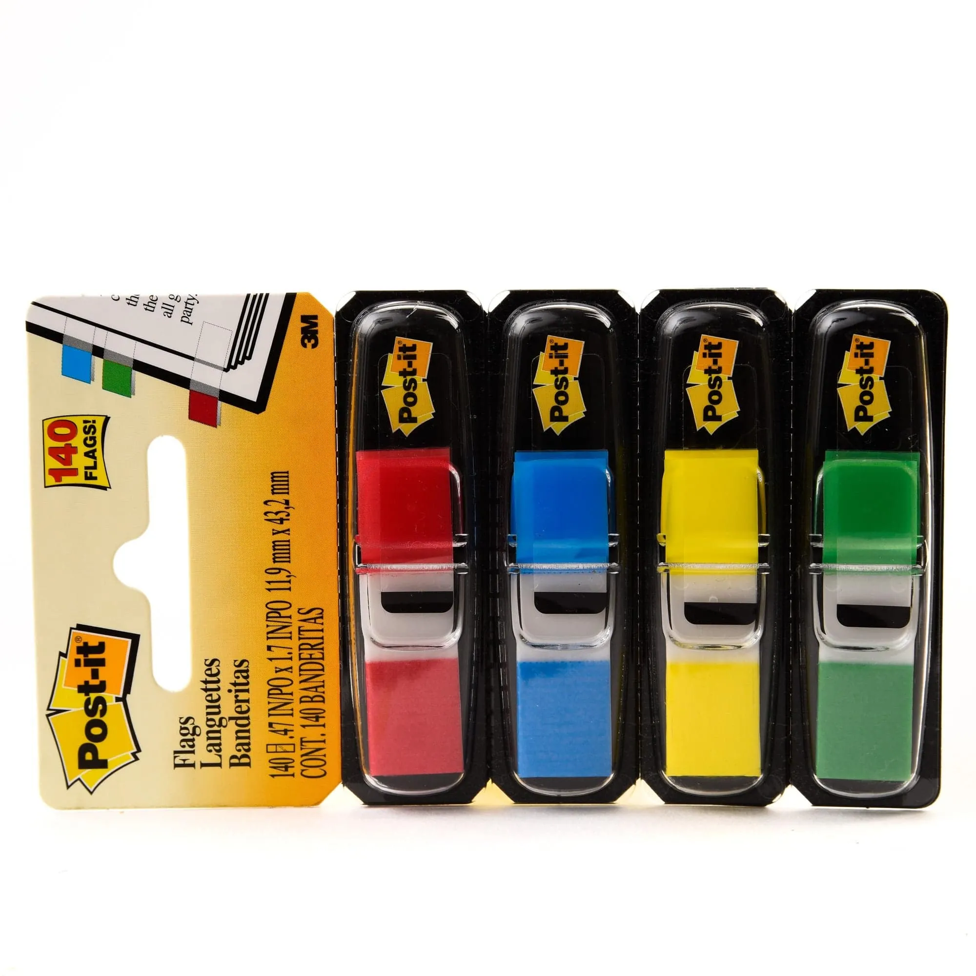 Post-it Flags 683-4AB. 1/2 x 1.7 in (11.9 mm x 43.2 mm), Bright colors