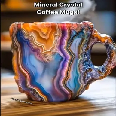 Resin Mineral Crystal Coffee Mugs With Handles Elegant Mineral Crystal Cup