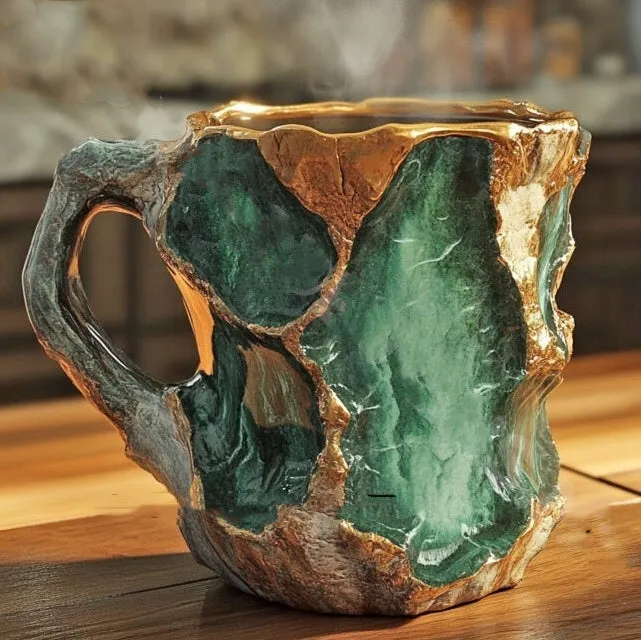 Resin Mineral Crystal Coffee Mugs With Handles Elegant Mineral Crystal Cup