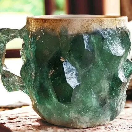 Resin Mineral Crystal Coffee Mugs With Handles Elegant Mineral Crystal Cup