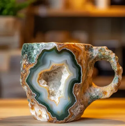 Resin Mineral Crystal Coffee Mugs With Handles Elegant Mineral Crystal Cup