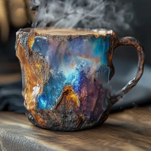 Resin Mineral Crystal Coffee Mugs With Handles Elegant Mineral Crystal Cup