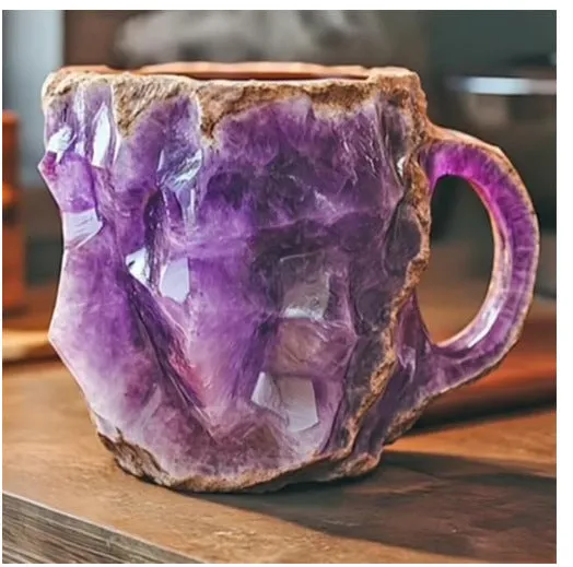 Resin Mineral Crystal Coffee Mugs With Handles Elegant Mineral Crystal Cup
