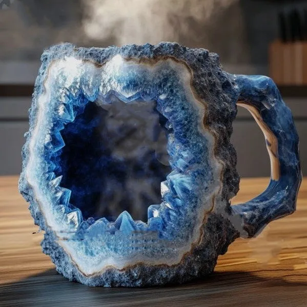 Resin Mineral Crystal Coffee Mugs With Handles Elegant Mineral Crystal Cup