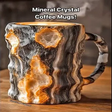 Resin Mineral Crystal Coffee Mugs With Handles Elegant Mineral Crystal Cup