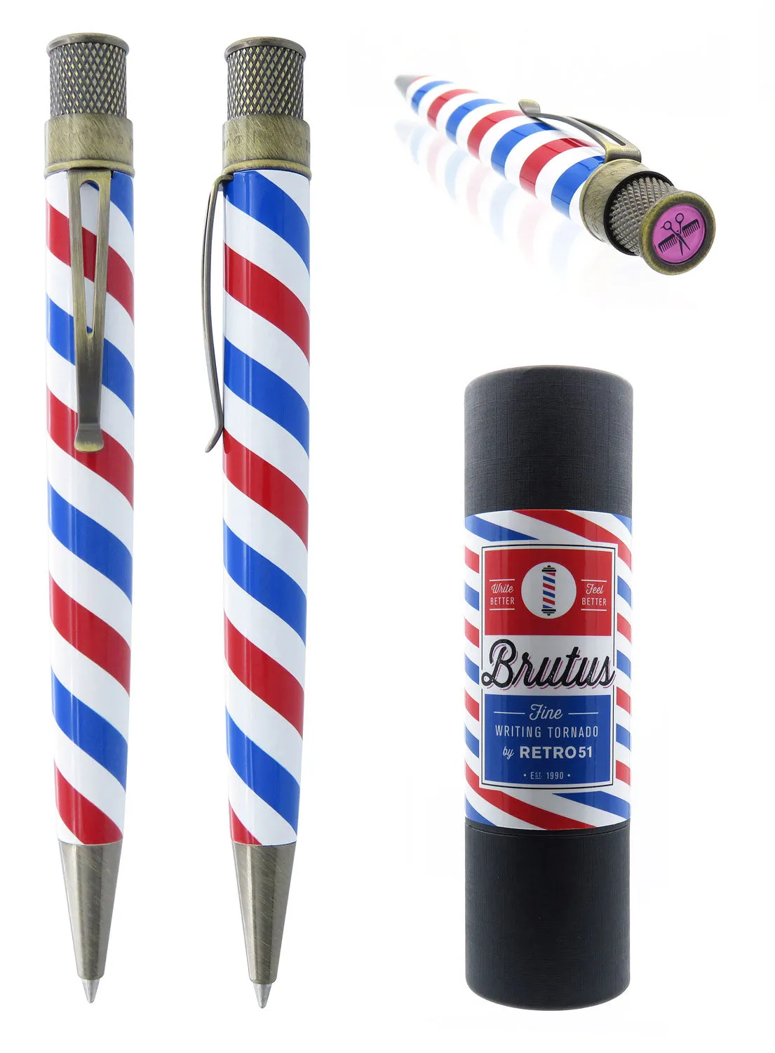 Retro 51 Tornado Vintage Metalsmith Brutus Barber Pole Pen