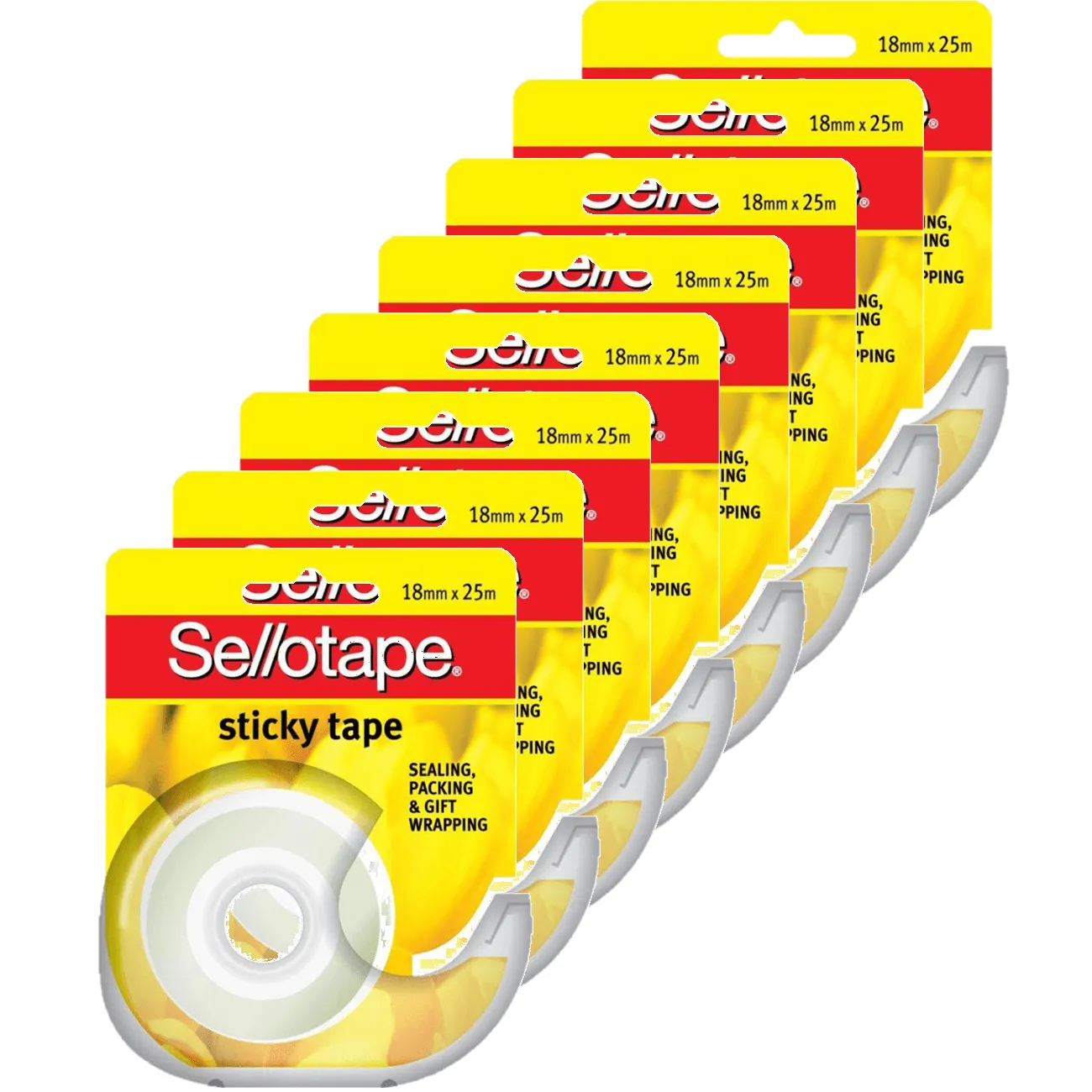 Sellotape Sticky Tape Dispenser 18mmx25m Pack 8