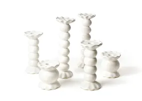 Signature White Knob Candle Holder with Ruffle 6 Piece Set