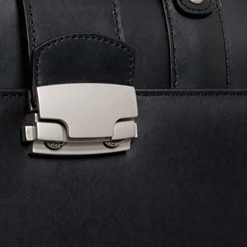 Single Piece Black Litigator Briefcase, Leather Carriage Bag, Business And Softside Type, Locking