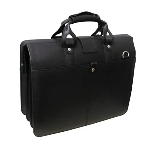 Single Piece Black Litigator Briefcase, Leather Carriage Bag, Business And Softside Type, Locking