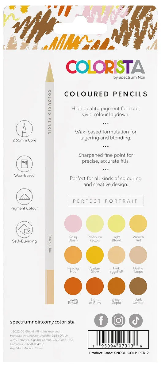 Spectrum Noir Colorista Colour Pencil 12/Pkg-Perfect Portrait