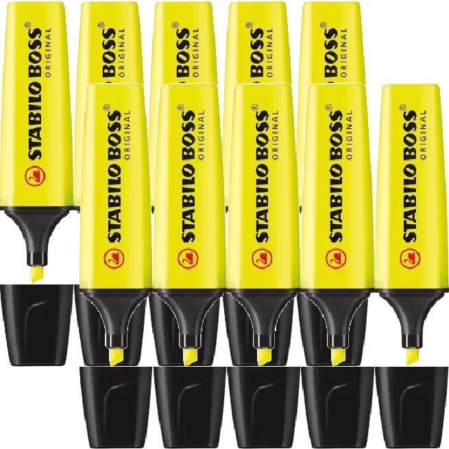 Stabilo Boss Highlighter Yellow Chisel Tip Box 10