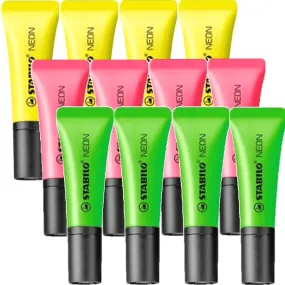 Stabilo Neon Highlighters Yellow Green Pink Pack 12