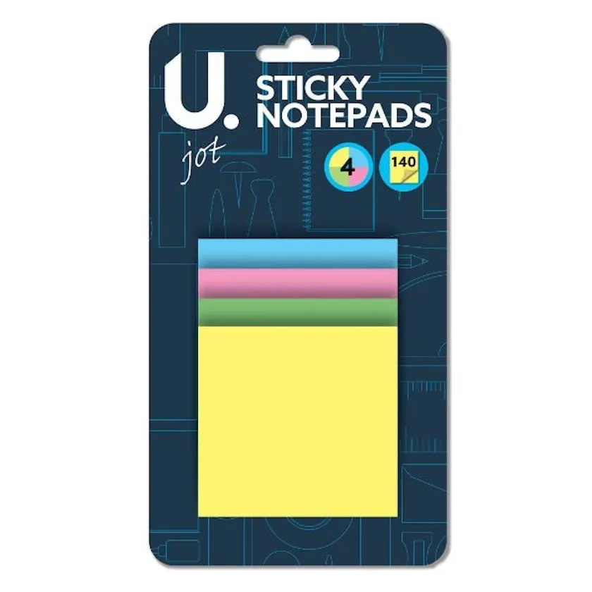 Sticky Notepads - 140 Pack Assorted Colours Quick Notes Reminders