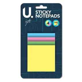 Sticky Notepads - 140 Pack Assorted Colours Quick Notes Reminders