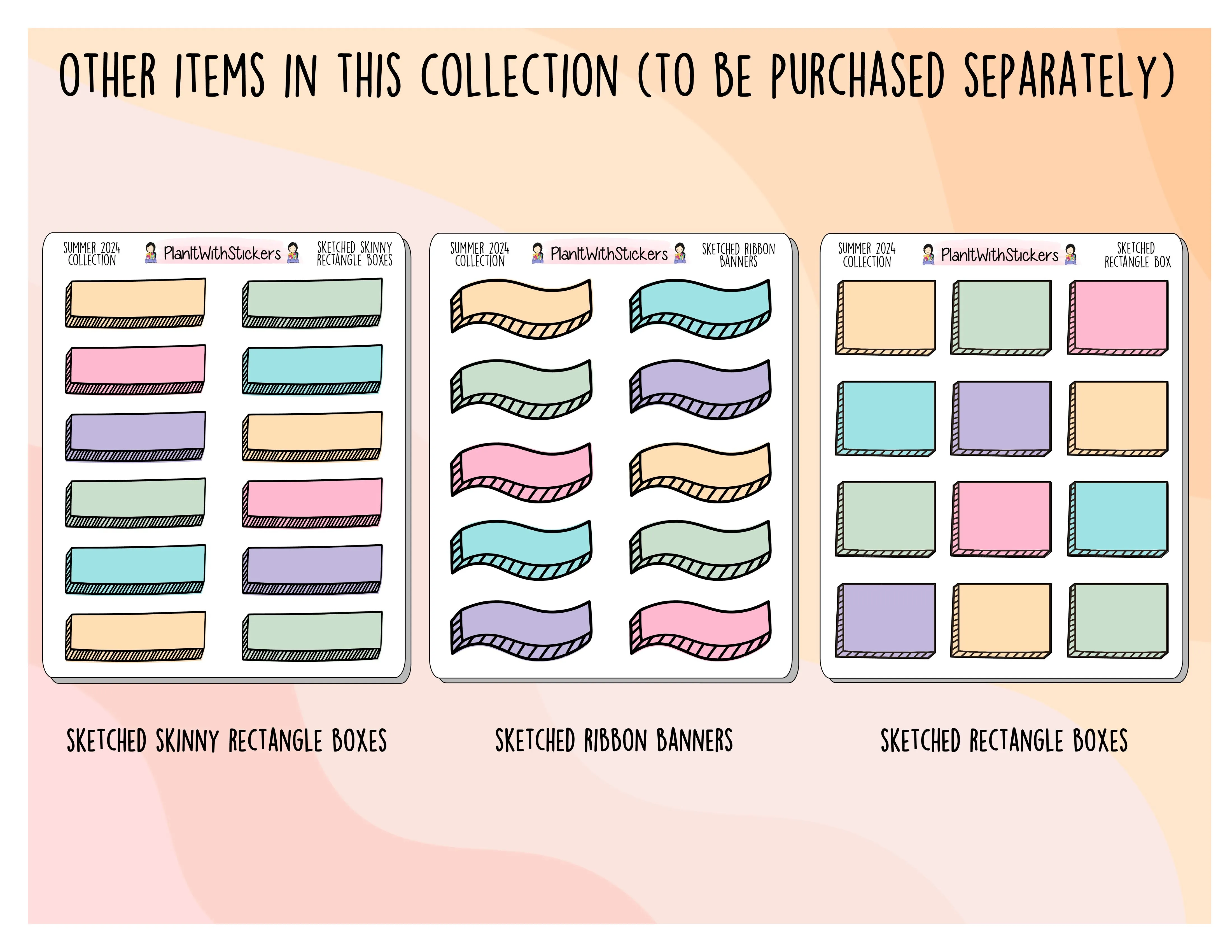 Stitched Half Box Stickers - Summer 2024 Colours