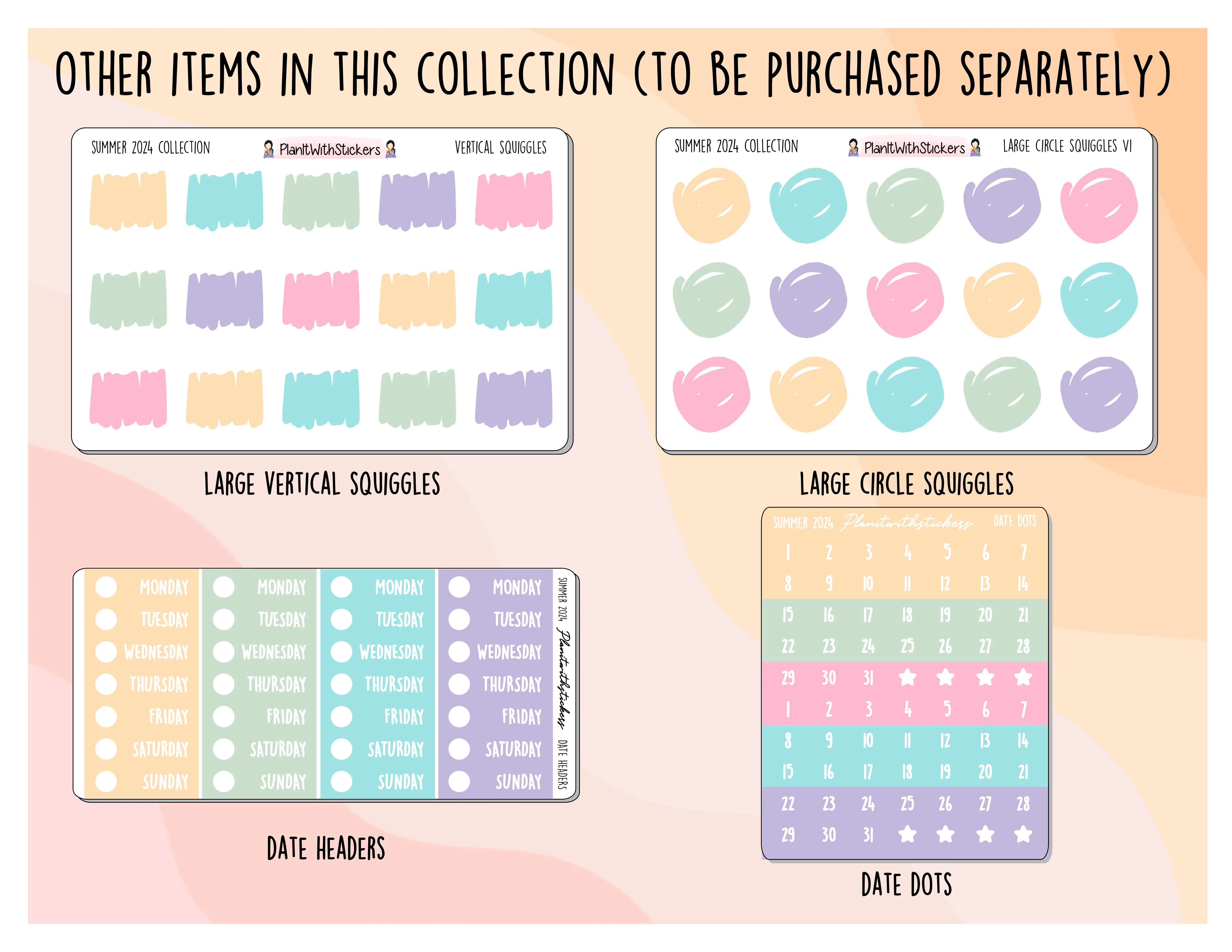 Stitched Half Box Stickers - Summer 2024 Colours