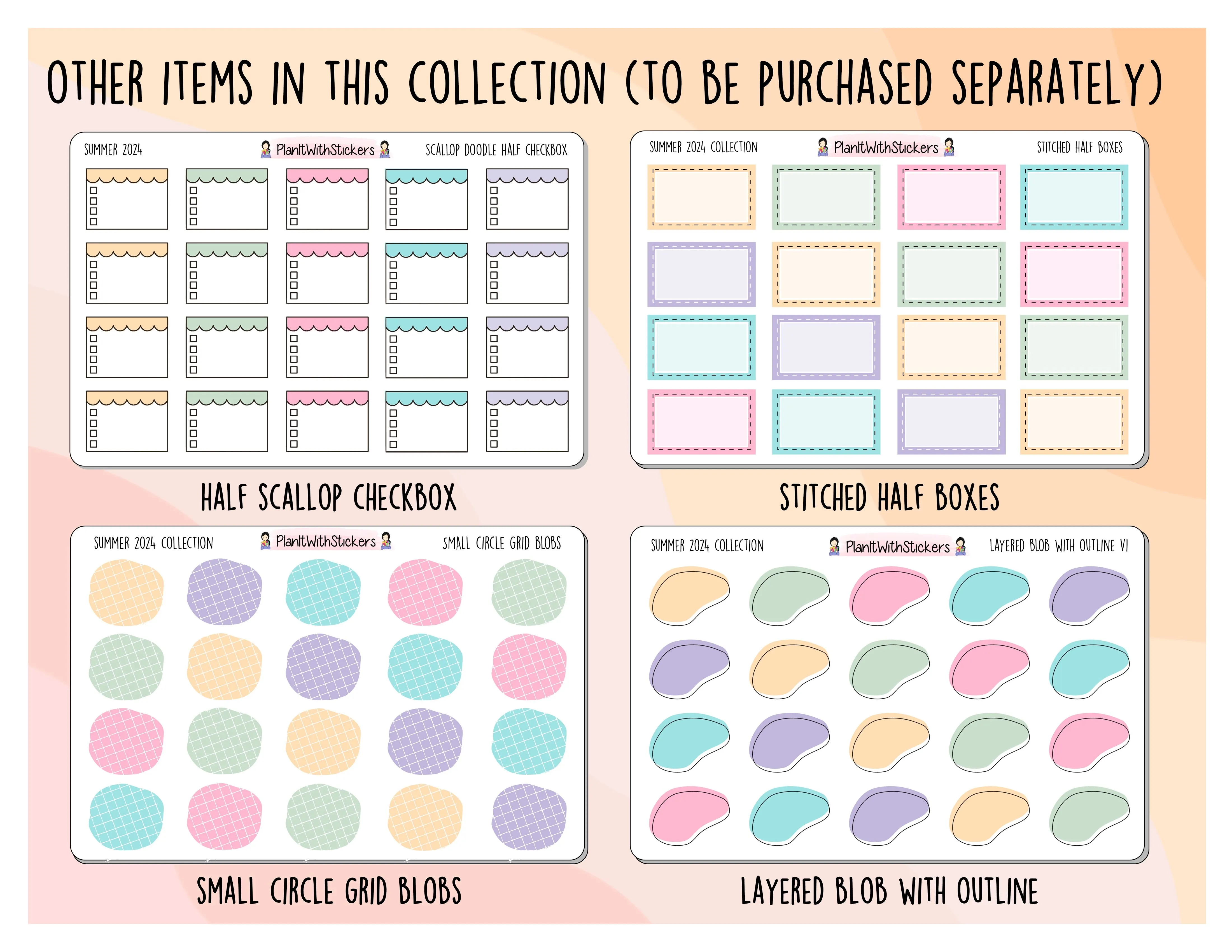 Stitched Half Box Stickers - Summer 2024 Colours