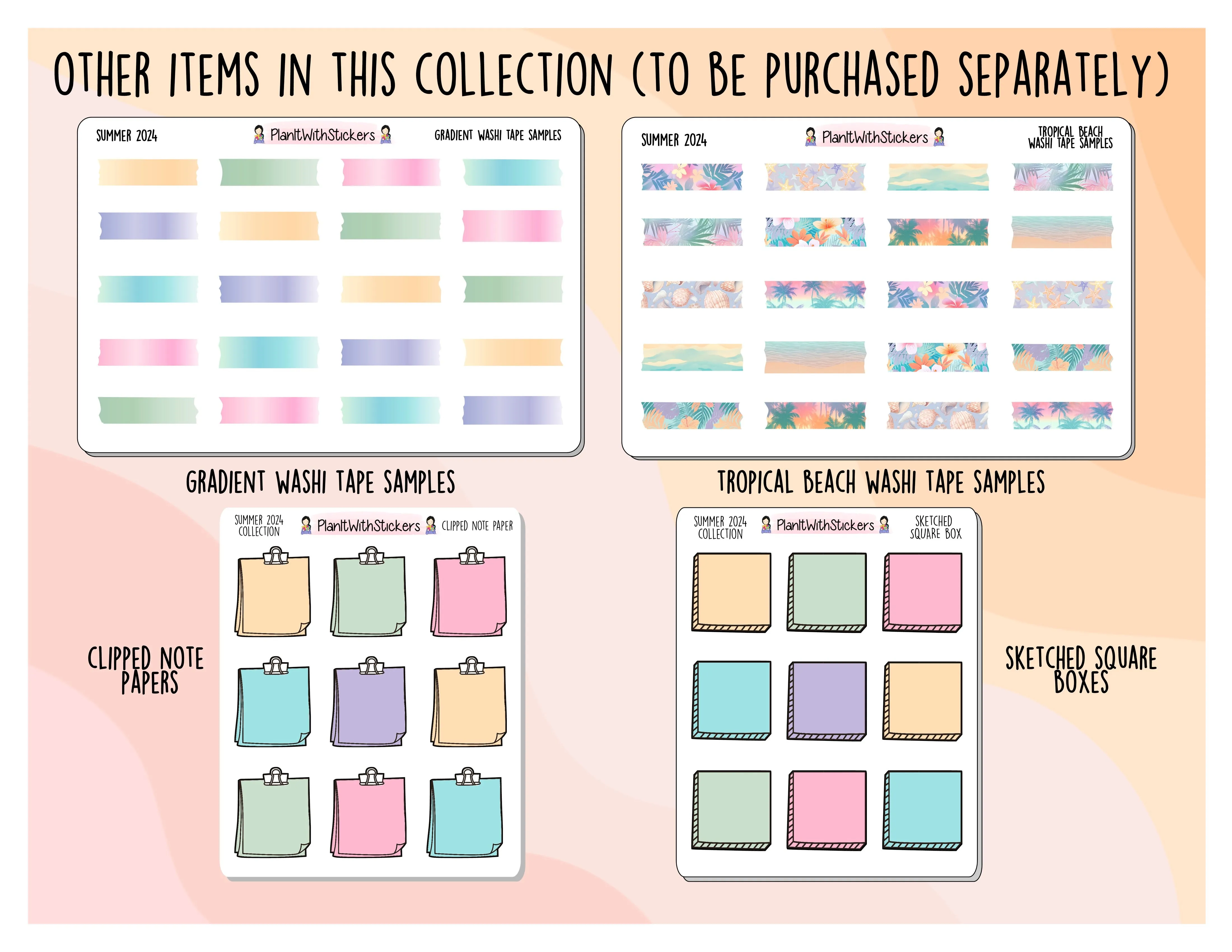 Stitched Half Box Stickers - Summer 2024 Colours