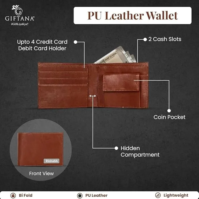 Stylish Brown Wallet, Pen & Keychain Set - Custom Gifts for Men