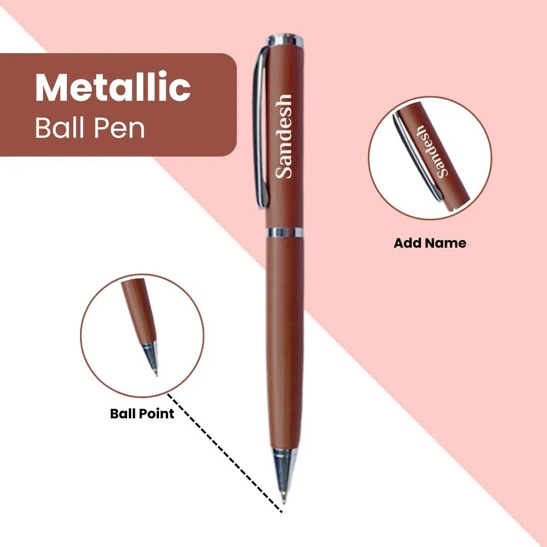 Stylish Brown Wallet, Pen & Keychain Set - Custom Gifts for Men