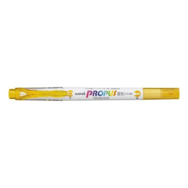 Uni Propus Window Double-Ended Highlighter 4.0mm/0.6mm Bright Yellow