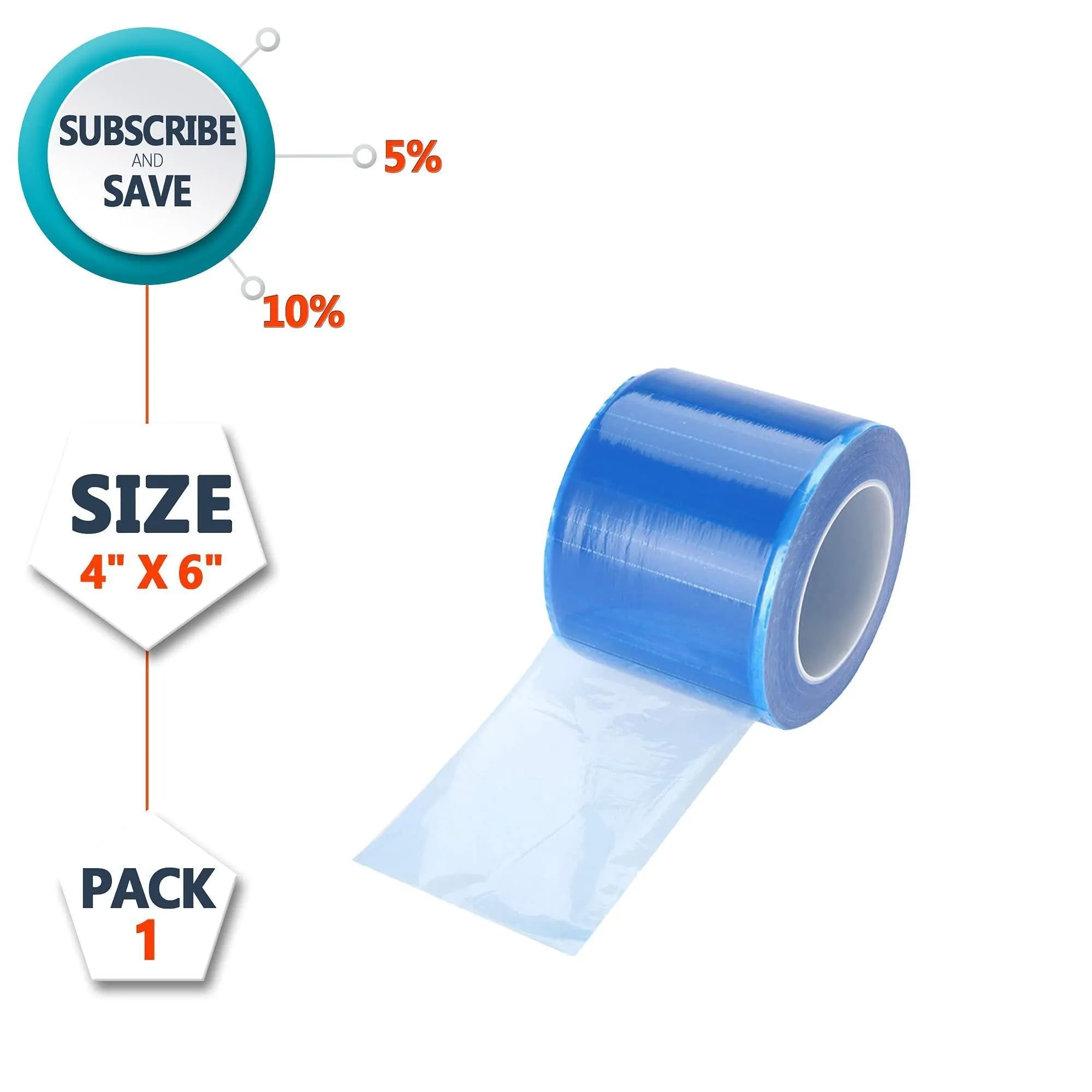 Universal Barrier Film 4x6 inch Roll of 1200 Disposable Adhesive Blue Tape w Box