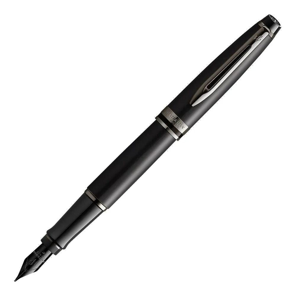 Waterman Expert Fountain Pen - Metallic Black   Gunmetal Trim - Medium