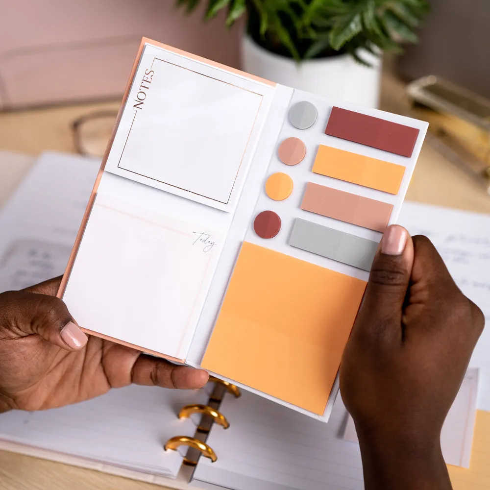 Work   Life Minimalist Sticky Notes & Flag Labels - Blush
