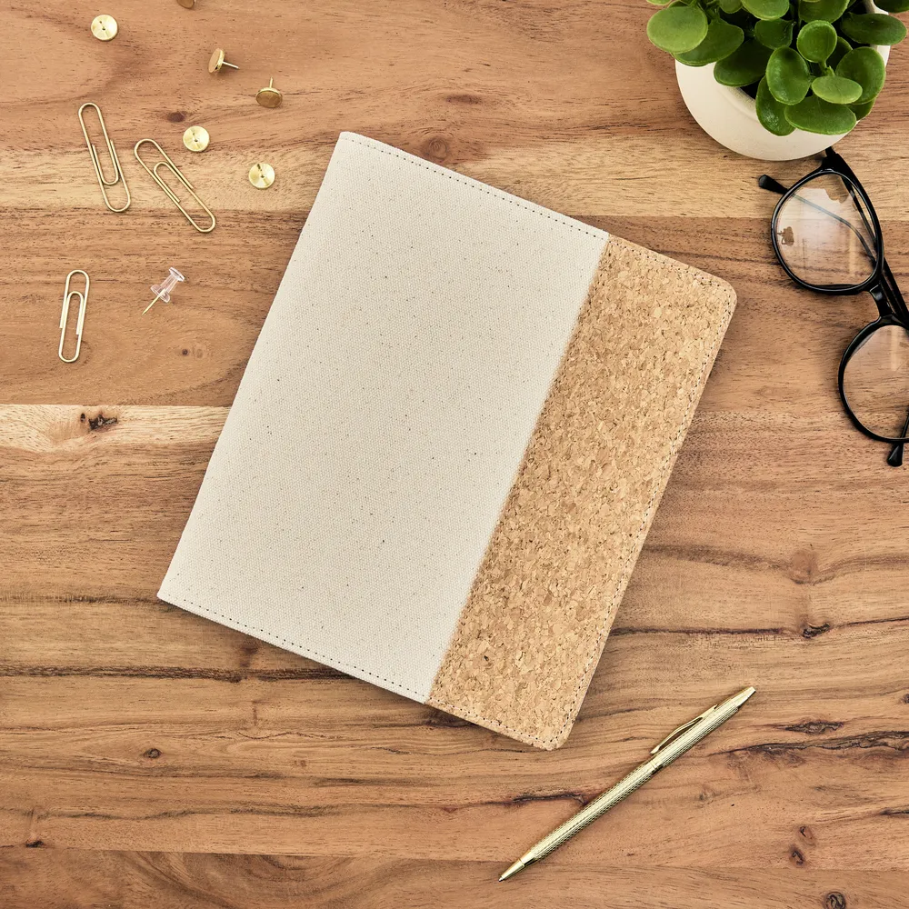 Work   Life Natural - Linen   Cork Notepad Folder - Weekly Overview - 52 Sheets
