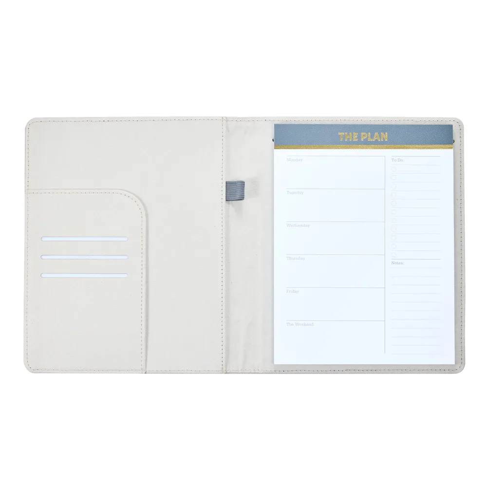 Work   Life Natural - Linen   Cork Notepad Folder - Weekly Overview - 52 Sheets